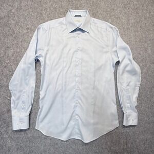 Suitsupply Dress Shirt Men's Size 15.5 Blue Cotton Slim Fit Traveller Business